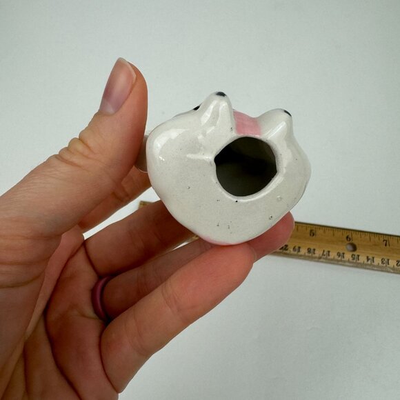 Vtg Sitting Ceramic Porcelain White Elephant Figurine Pink Accents‎ 2.5 in tall - Picture 7 of 10